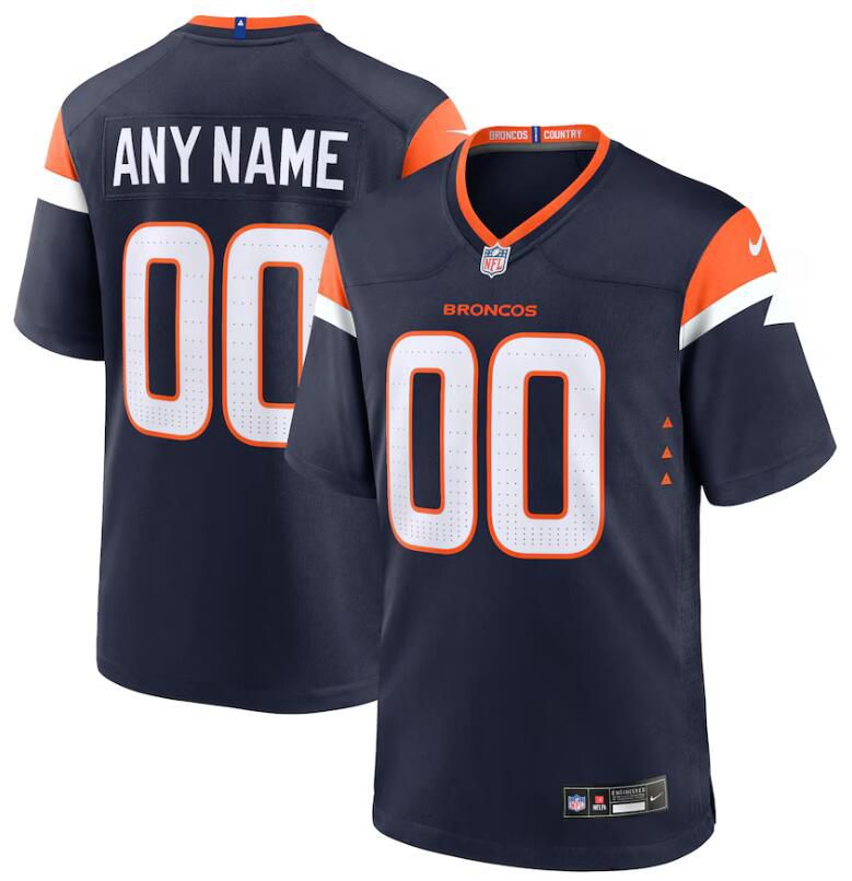 Men Denver Broncos Nike Navy blue Custom Game NFL 2024 Jersey